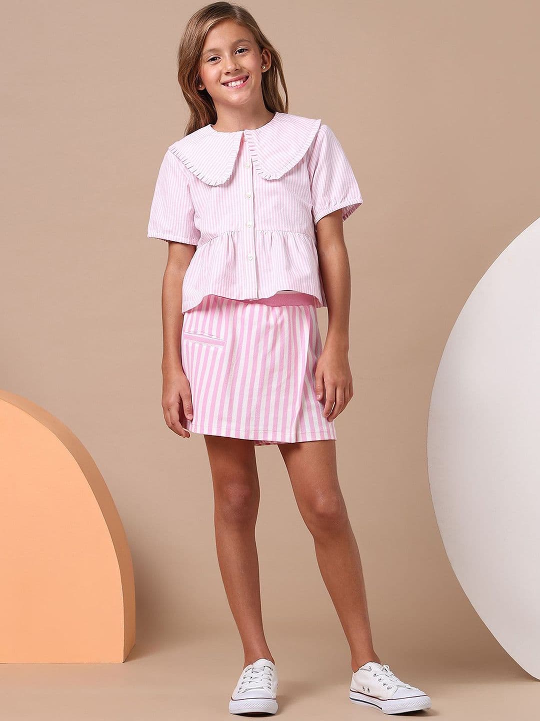 U.S. Polo Assn. Kids Girls Pure Cotton Vertical Striped Skorts - view 1