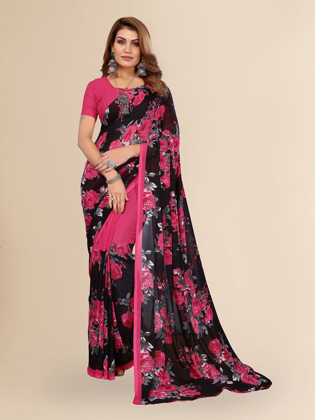 Moda Rapido Floral Poly Georgette Saree - view 1