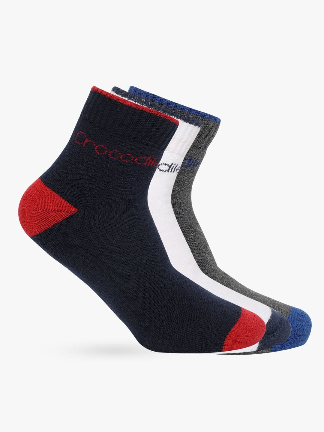 Crocodile Men Pack Of 3 Assorted Cotton Terry Ankle-Length Socks - view 1