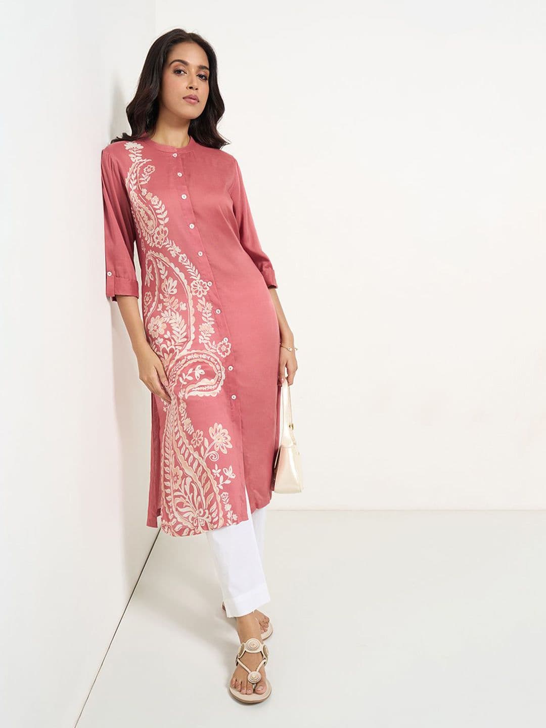 RANGMANCH BY PANTALOONS Women Printed Thread Work Kurta - view 1