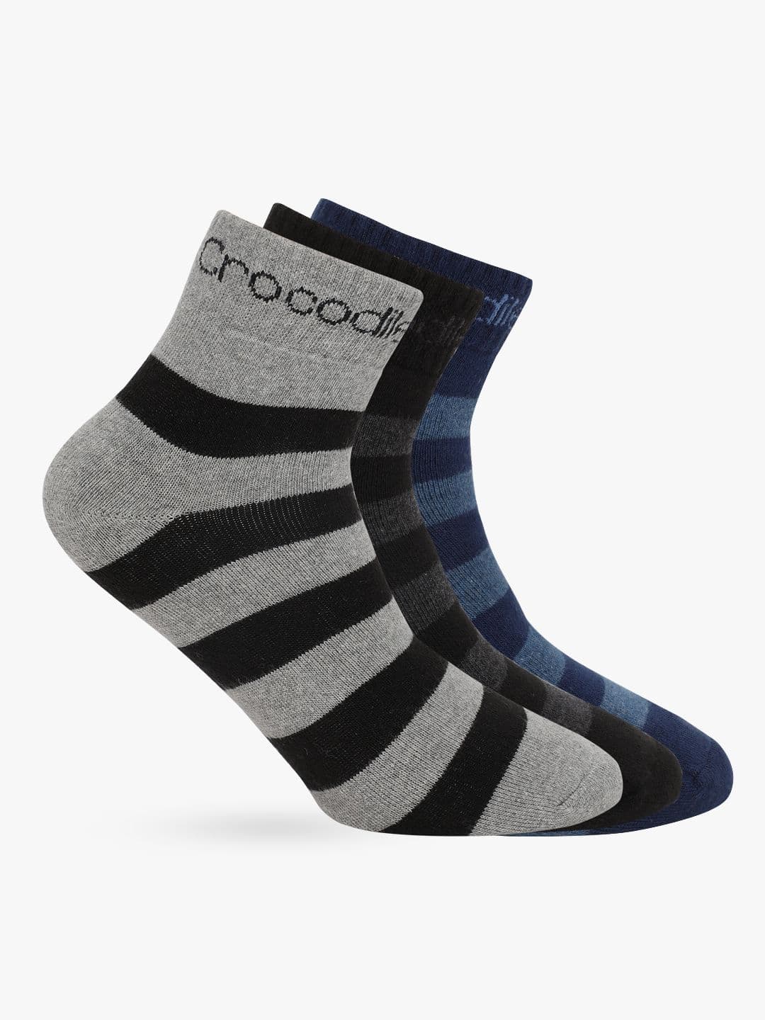 Crocodile Men Pack Of 3 Assorted Cotton Terry Ankle-Length Socks - view 1