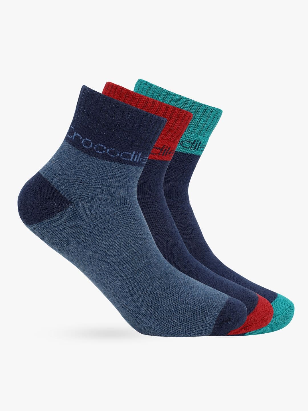 Crocodile Men Pack Of 3 Assorted Cotton Terry Ankle-Length Socks - view 1