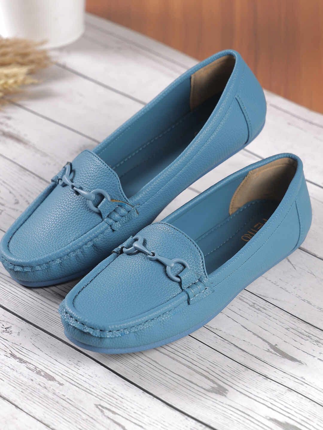 Metro Womens Blue Women Textured Round Toe Horsebit Loafers - view 1