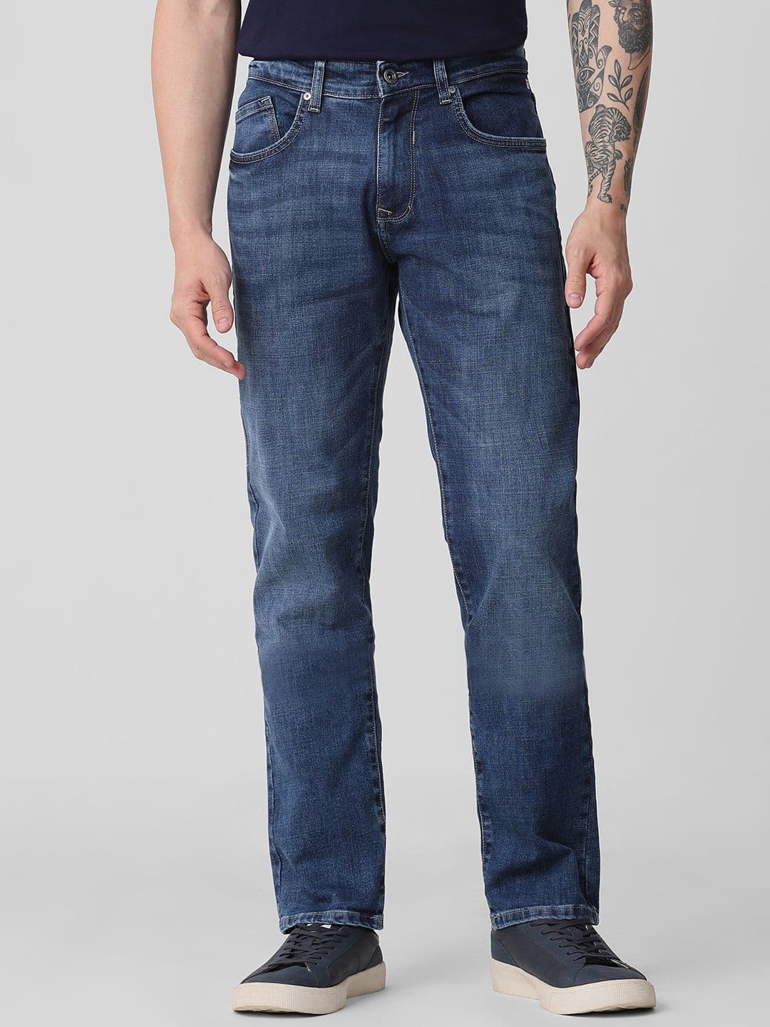 Mufti aw-24 Men Straight Fit Mid-Rise Light Fade Clean Look Cotton Stretchable Jeans - view 1