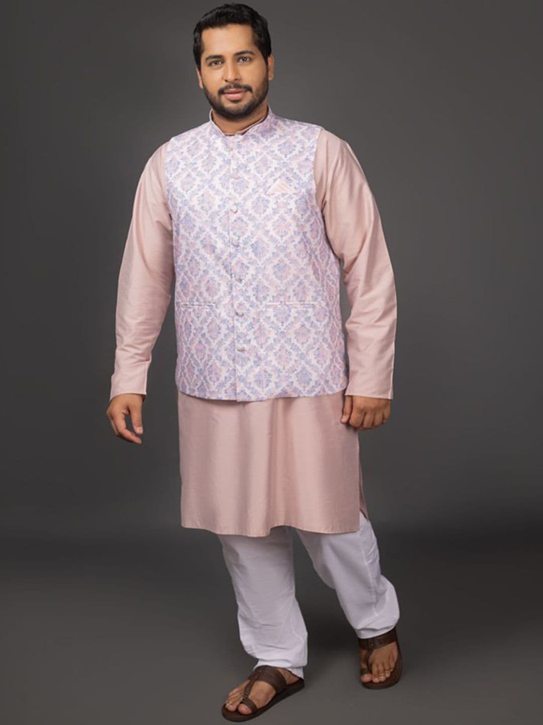 Sizeupp Mandarin Collar Nehru Jacket - view 1