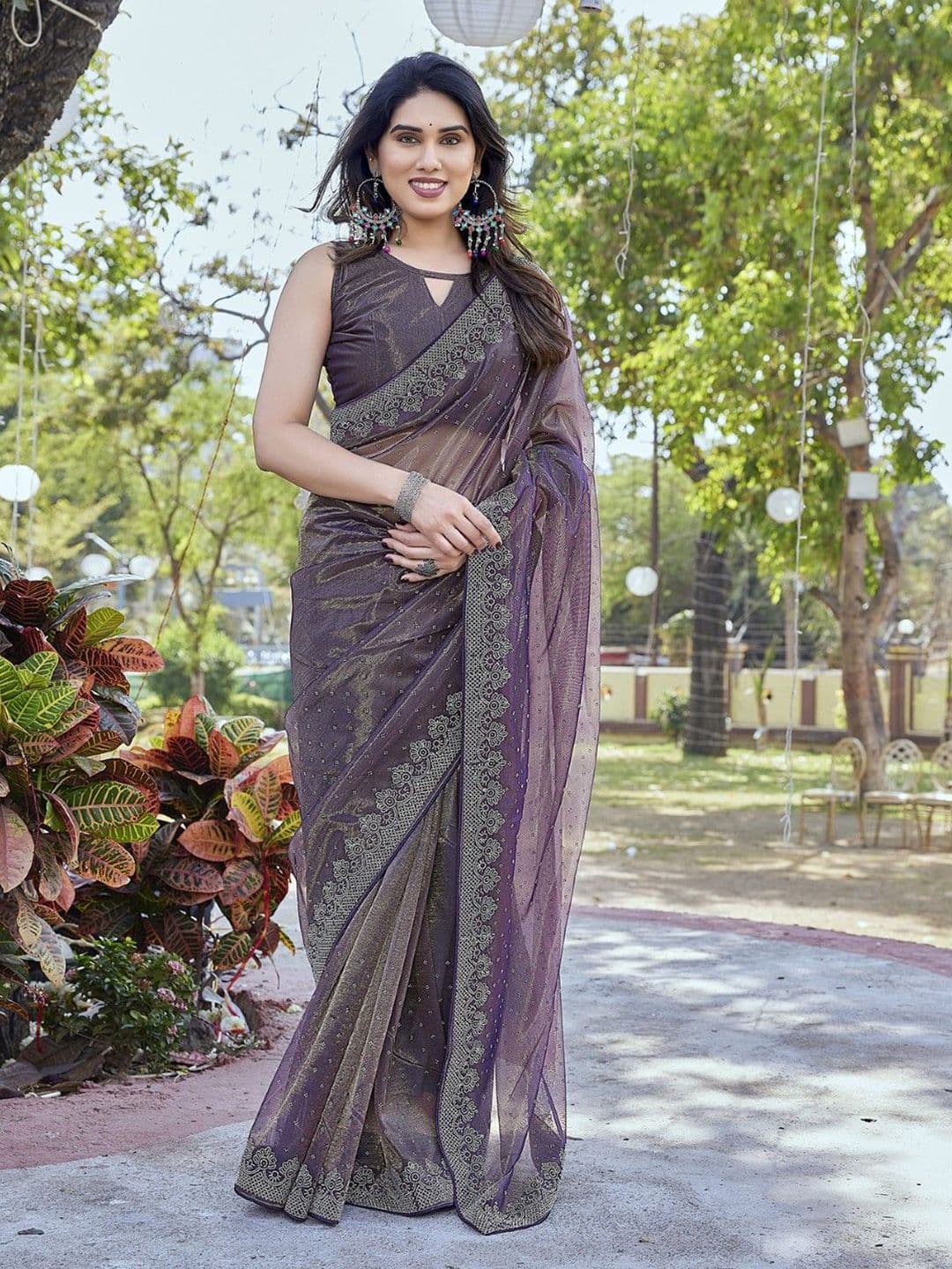 KALINI Embellished Beads and Stones Saree - view 1
