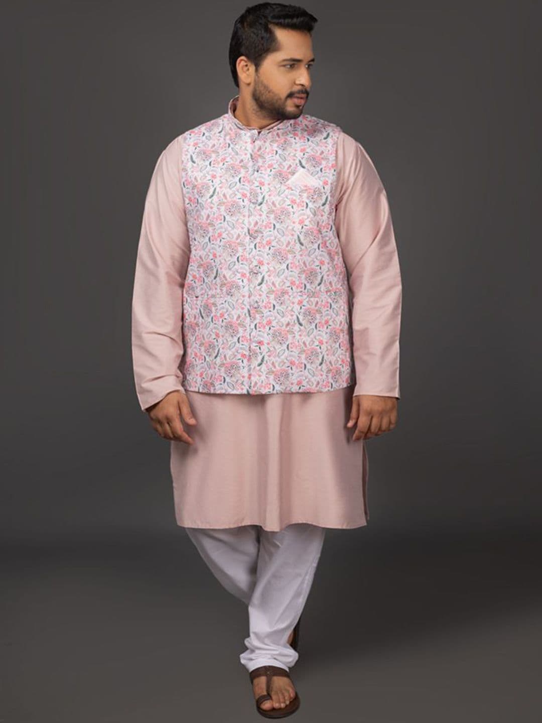 Sizeupp Men Printed Mandarin Collar Nehru Jacket Plus Size - view 1