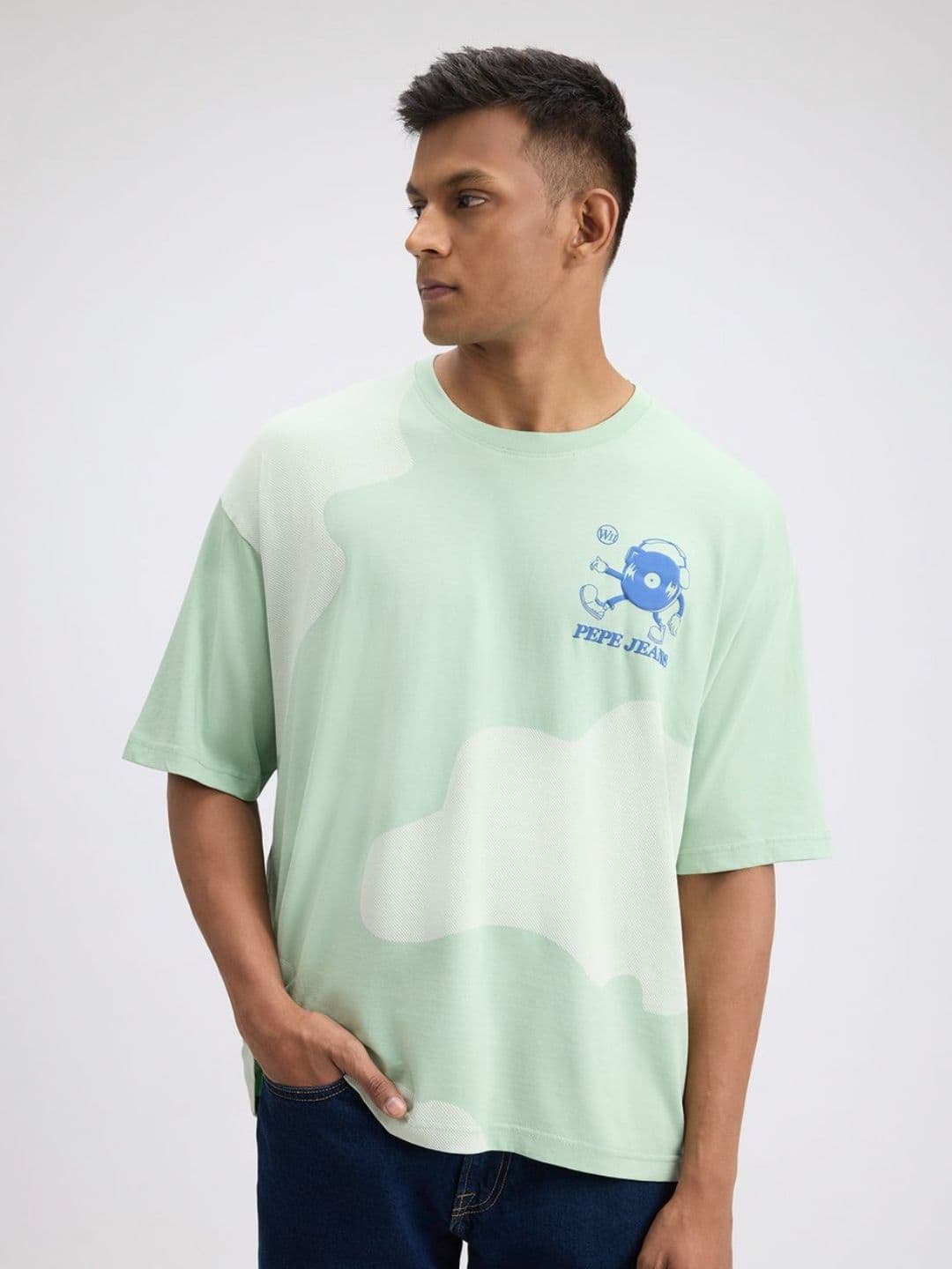 Pepe Jeans Men Printed Pure Cotton Raw Edge T-shirt - view 1