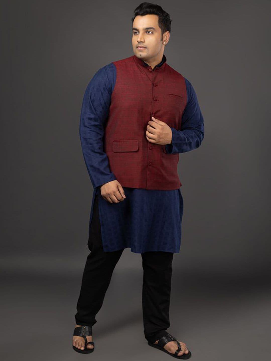 Sizeupp Men Mandarin Collar Nehru Jacket - view 1