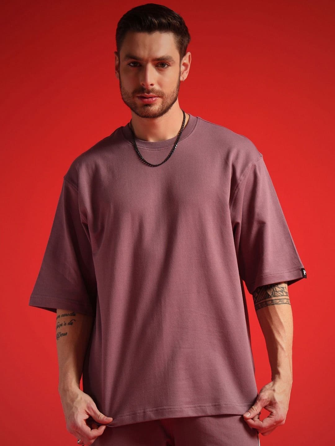 PockMAN Men Bio Finish Solid Round Neck Cotton Oversized T-shirt - view 1