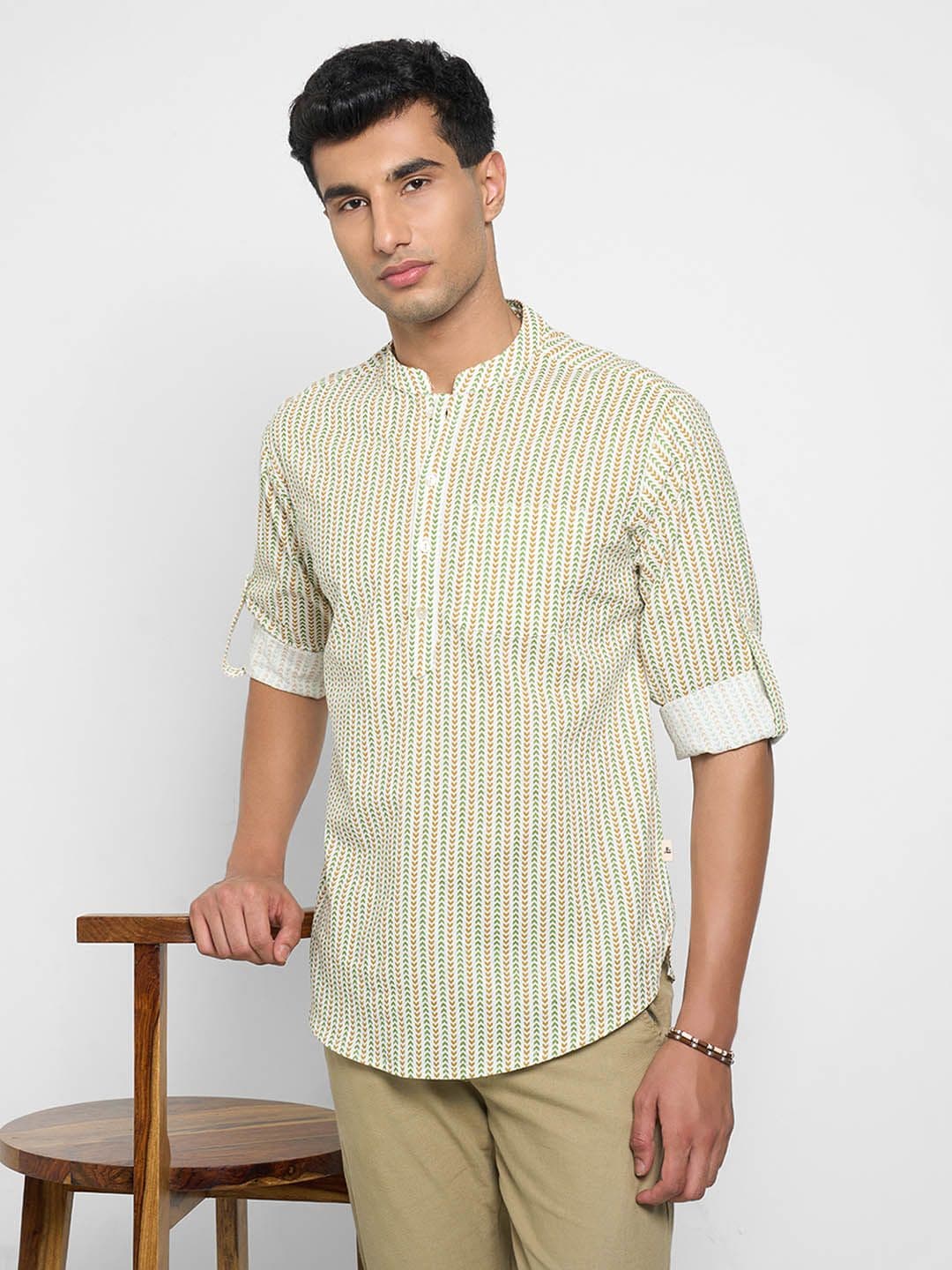 indus route by Pantaloons Men Printed Flared Sleeves Thread Work Kurta - view 1