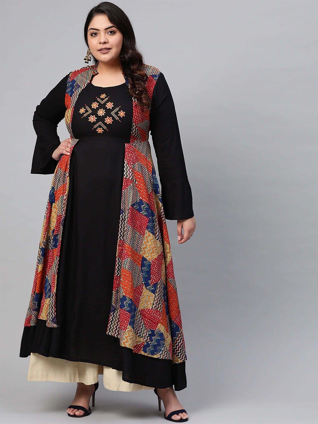 IKRASS Women Ethnic Motifs Embroidered Plus Size Thread Work Anarkali Kurta - view 1