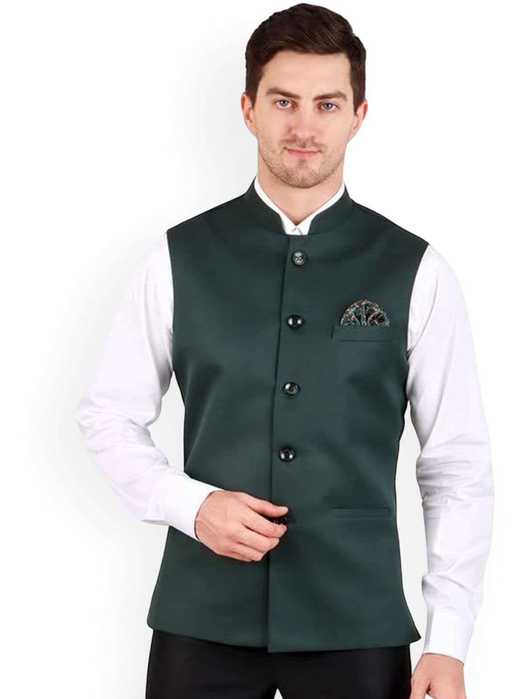 GRACYSHADE Mandarin Collar Cotton Nehru Jacket - view 1