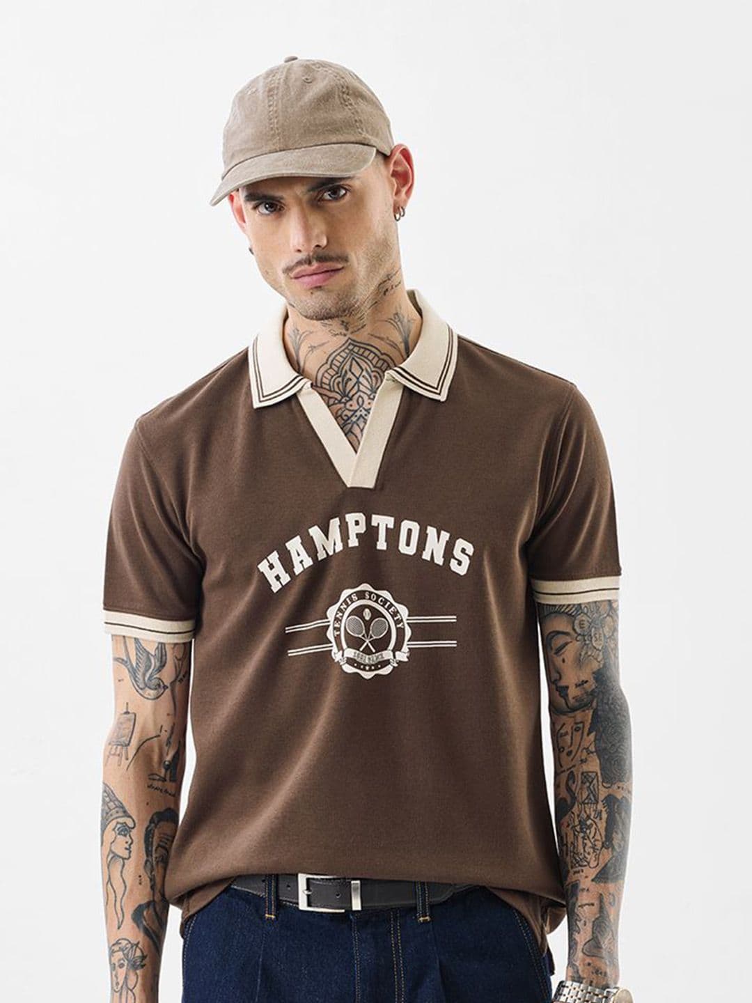 Snitch Typography Polo Collar Slim Fit T-shirt - view 1