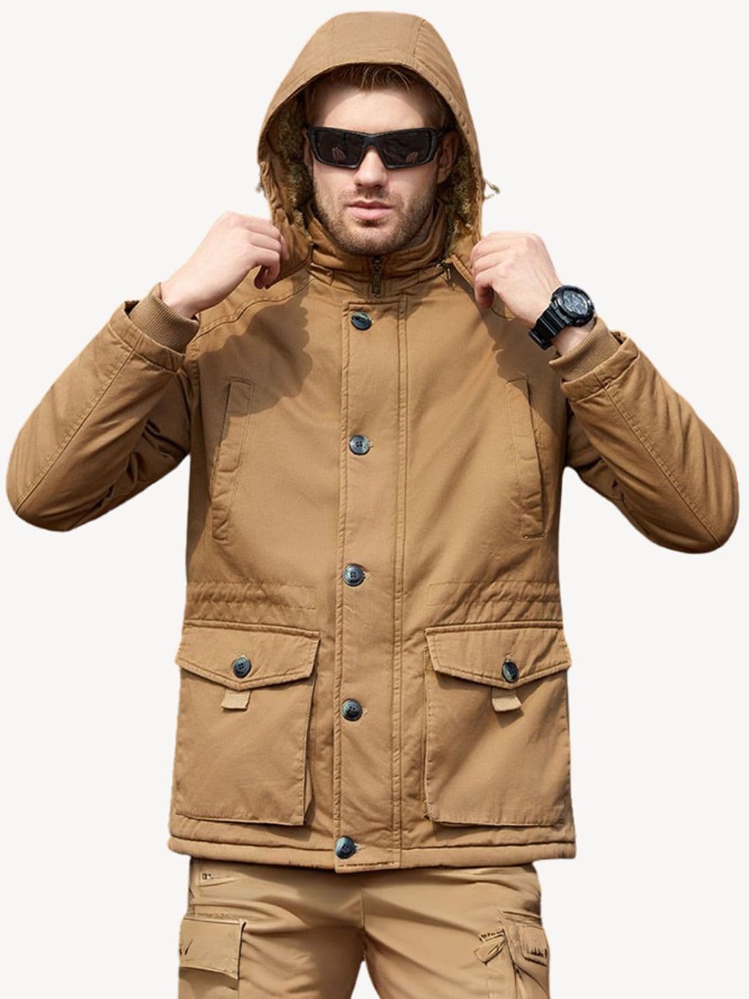 L'monte Men Solid Hooded Winter Parka Jacket - view 1