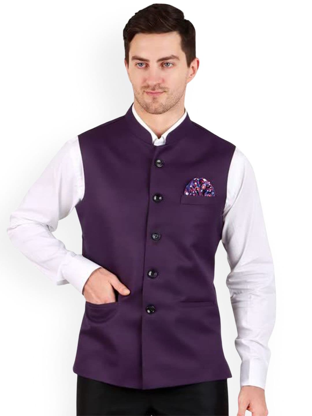 GRACYSHADE Mandarin Collar Cotton Nehru Jacket - view 1