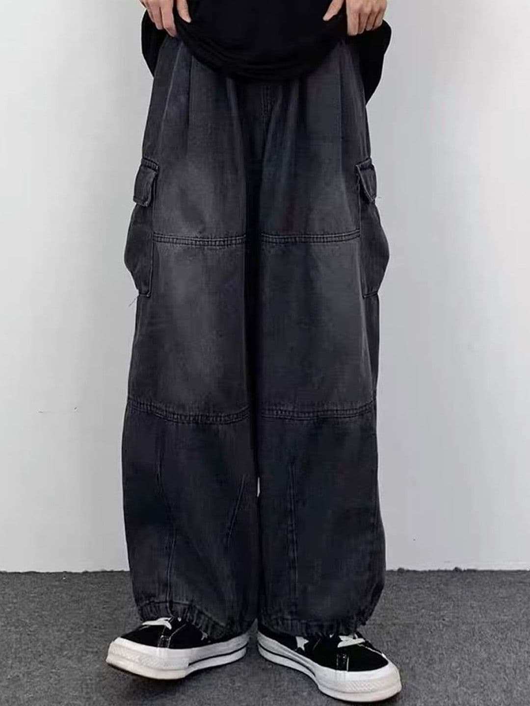 StyleCast x Revolte Men Wide Leg Light Fade Mid-Rise Jeans