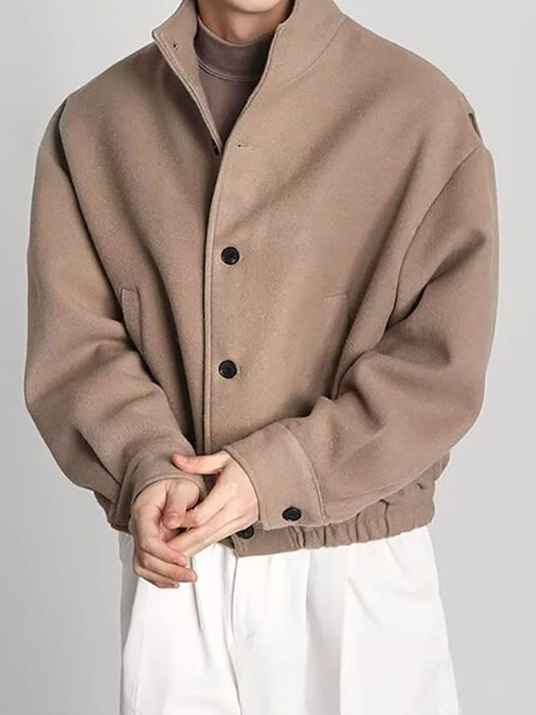 StyleCast x Revolte Men Stand Collar Solid Casual Bomber Jacket - view 1