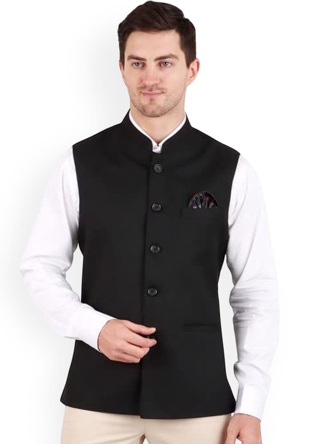 GRACYSHADE Mandarin Collar Jute Nehru Jacket - view 1