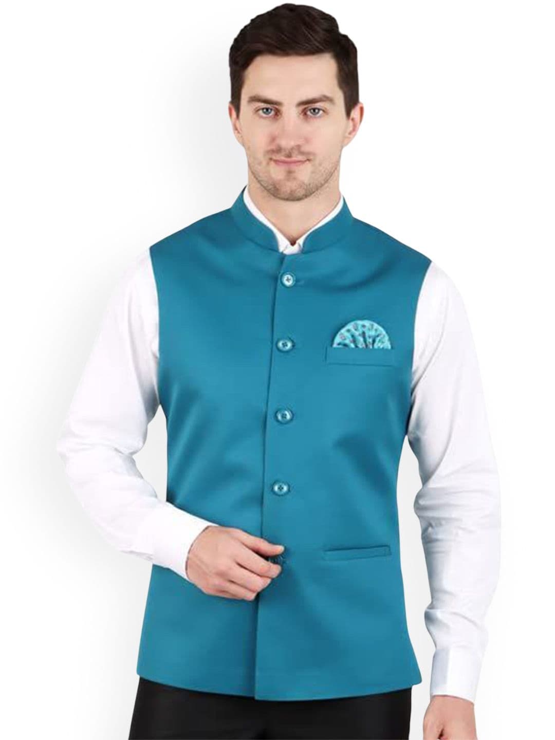 GRACYSHADE Mandarin Collar Cotton Nehru Jacket - view 1
