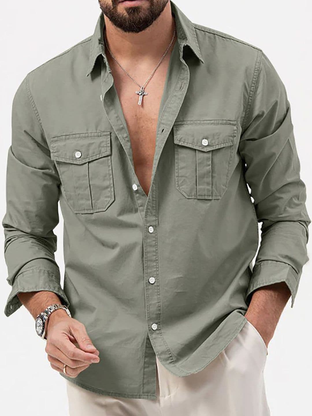 StyleCast x Revolte Men Cutaway Collar Solid Casual Shirt - view 1