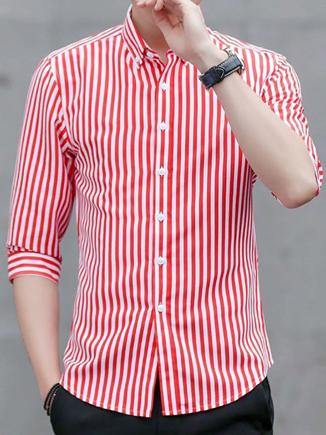 StyleCast x Revolte Men Cutaway Collar Bengal Striped Cotton Casual Shirt - view 1