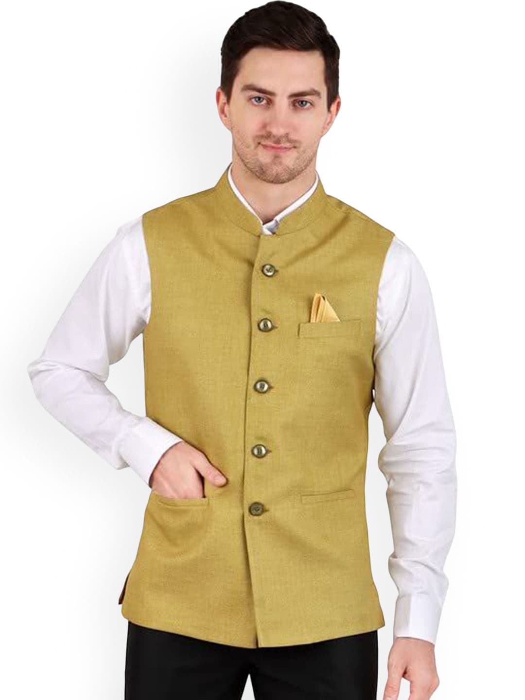 GRACYSHADE Mandarin Collar Jute Nehru Jacket - view 1