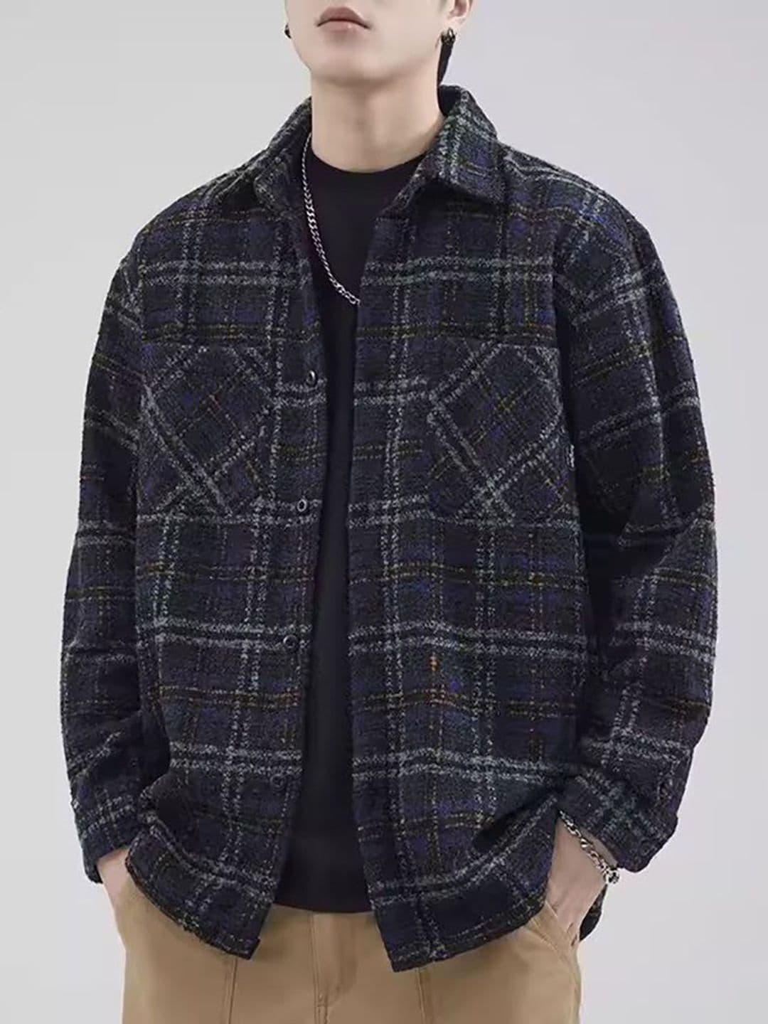 StyleCast x Revolte Men Spread Collar Checked Casual Tailored Jacket - view 1