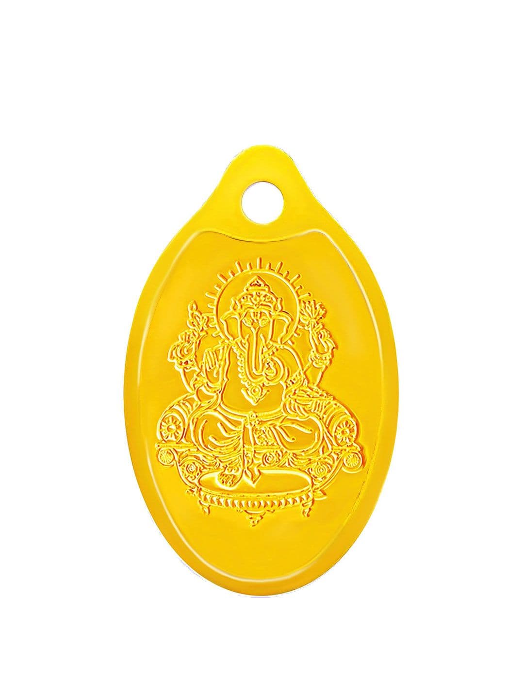 Muthoot Pappachan 24K 999 Gold Oval Ganesha Pendant 1 G - view 1