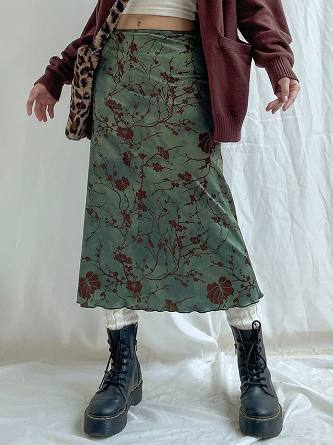 LULU & SKY Floral Printed A-Line Midi Skirt - view 1