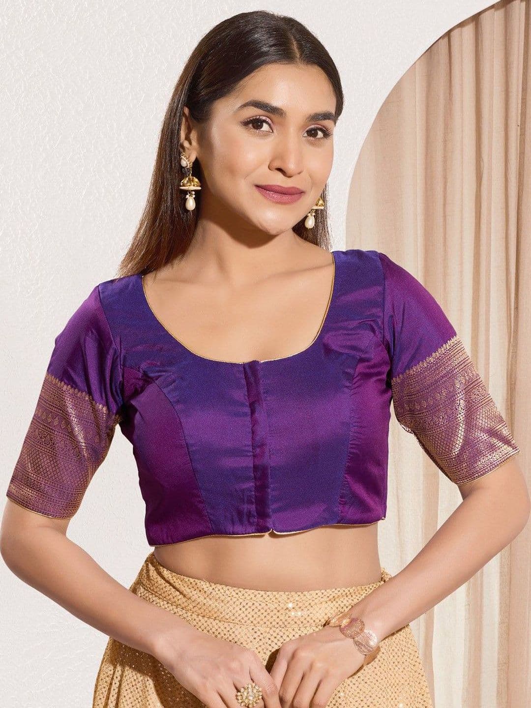 VAMAS - THE DESIGNER BLOUSES Round Neck Padded Readymade Saree Blouse - view 1