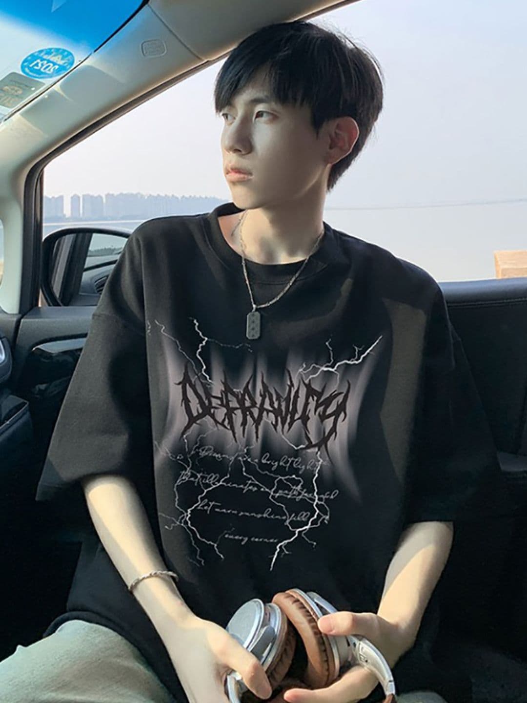 StyleCast x Revolte Men Graphic Printed Round Neck Cotton Oversized T-shirt - view 1