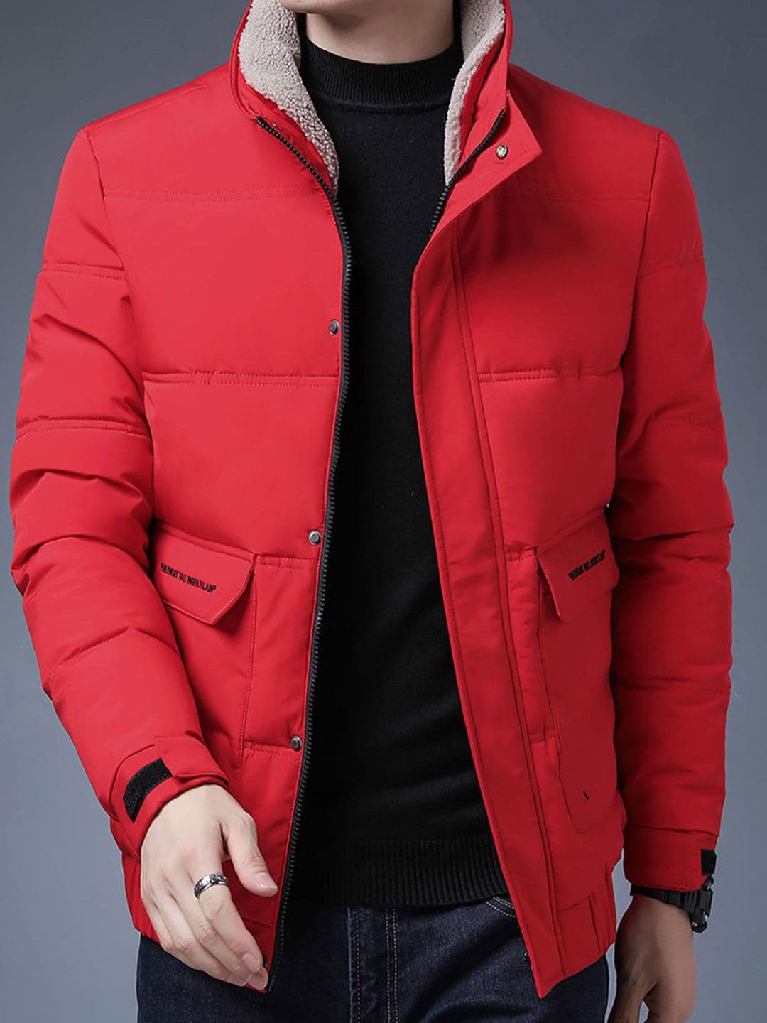 StyleCast x Revolte Men Mock Collar Solid Casual Cotton Padded Jacket - view 1