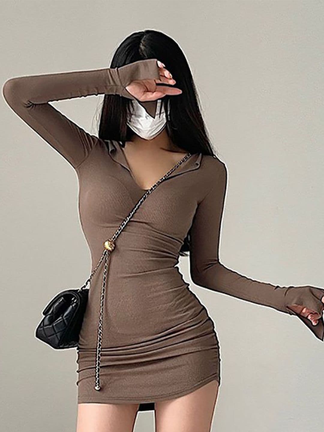 StyleCast x Revolte Women Shirt Collar Bodycon Mini Dress - view 1