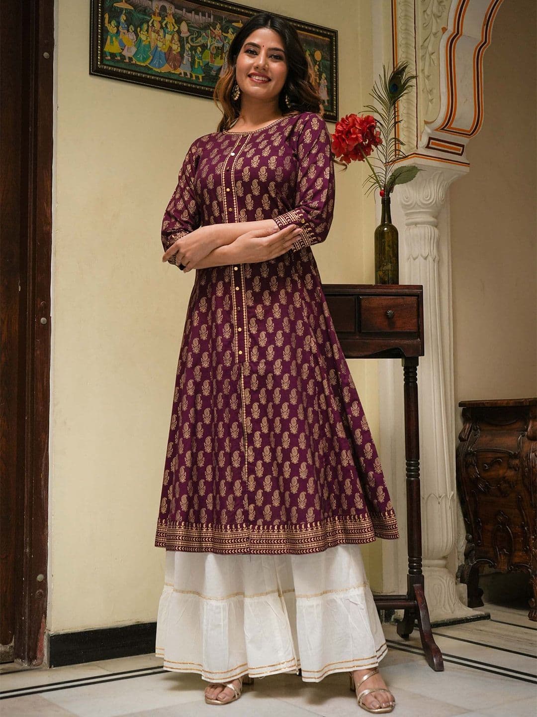 IKRASS Women Floral Printed Festive Cotton Anarkali Kurtas - view 1