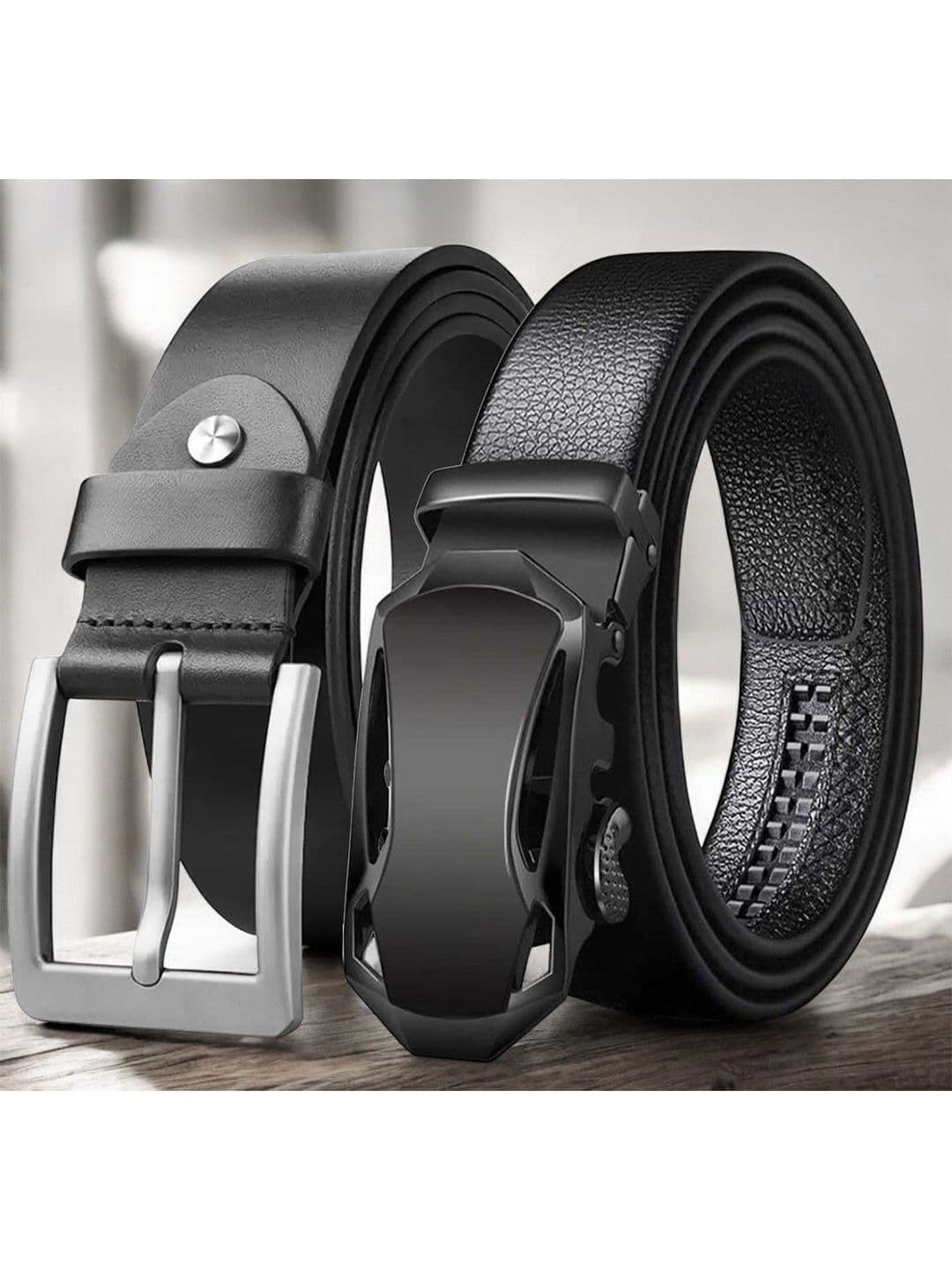 The Roadster Lifestyle Co Set Of 2 Geninue Leather Textured Formal Belts - view 1