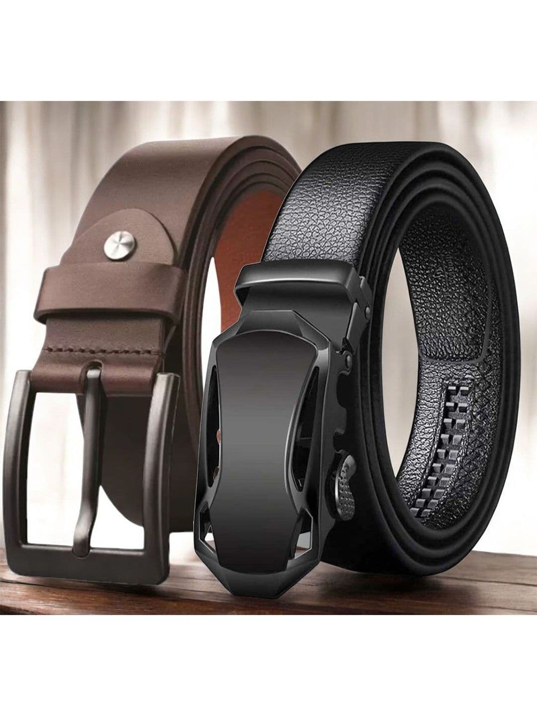 The Roadster Lifestyle Co. Pack Of 2 Geninue Leather Textured Formal Belts - view 1