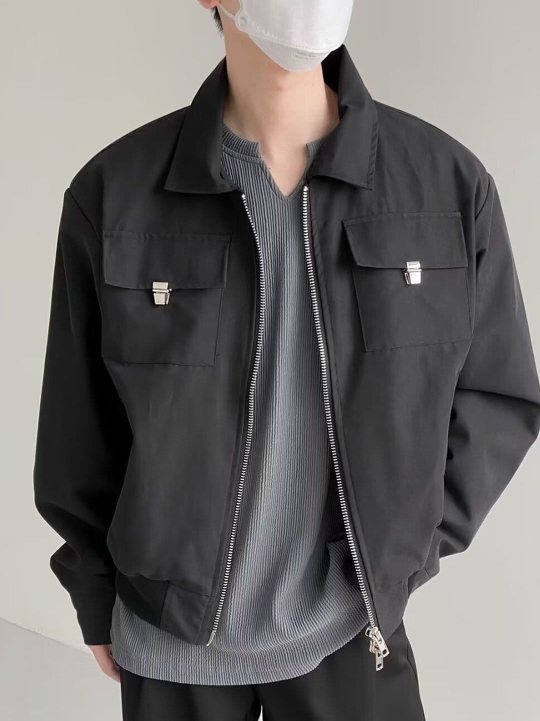 StyleCast Men Spread Collar Solid Casual Open Front Jacket - view 1