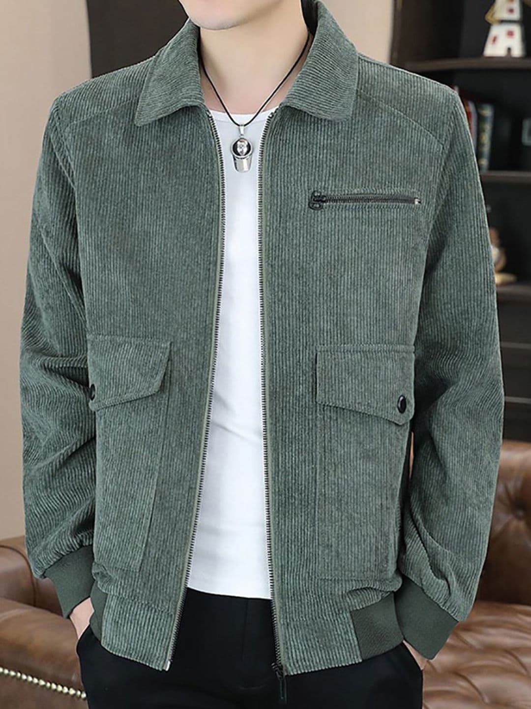 StyleCast x Revolte Men Green Solid Tailored Jacket - view 1