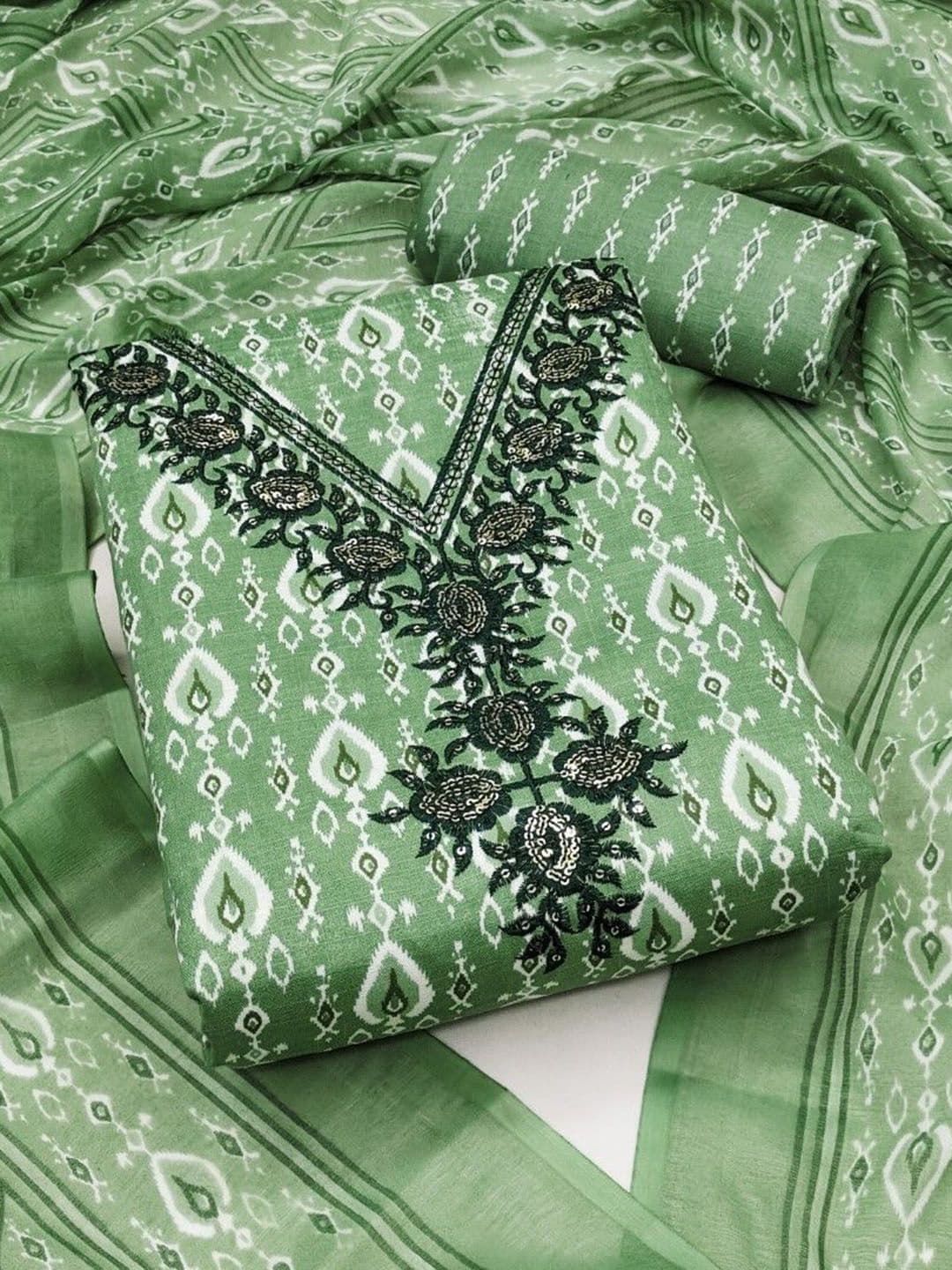 KALINI Geometric Printed Unstitched Dress Material - view 1