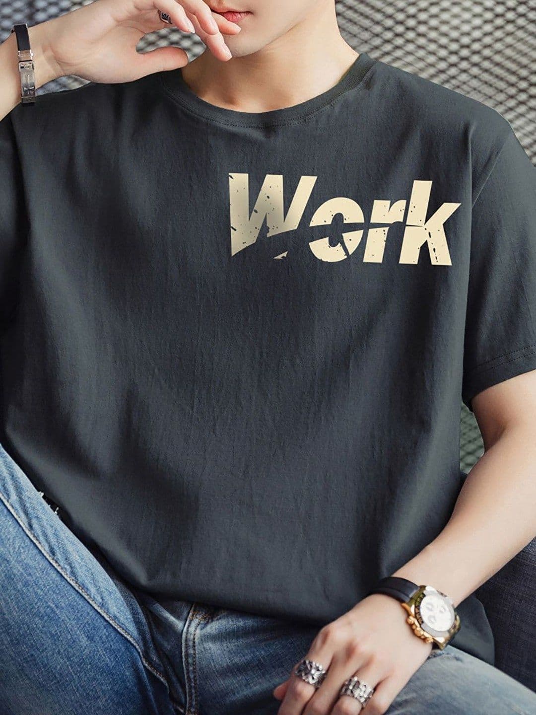 StyleCast x Revolte Men Typography Printed Round Neck T-shirt - view 1