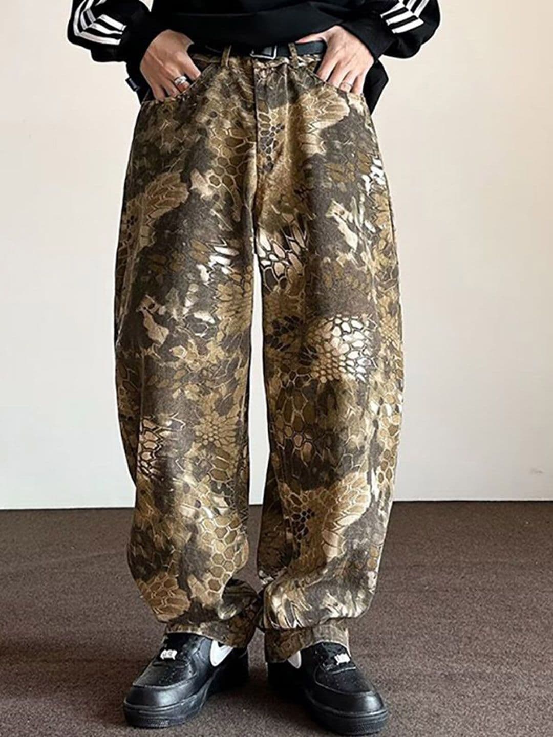StyleCast x Revolte Men Baggy Fit Dark Printed Jeans - view 1