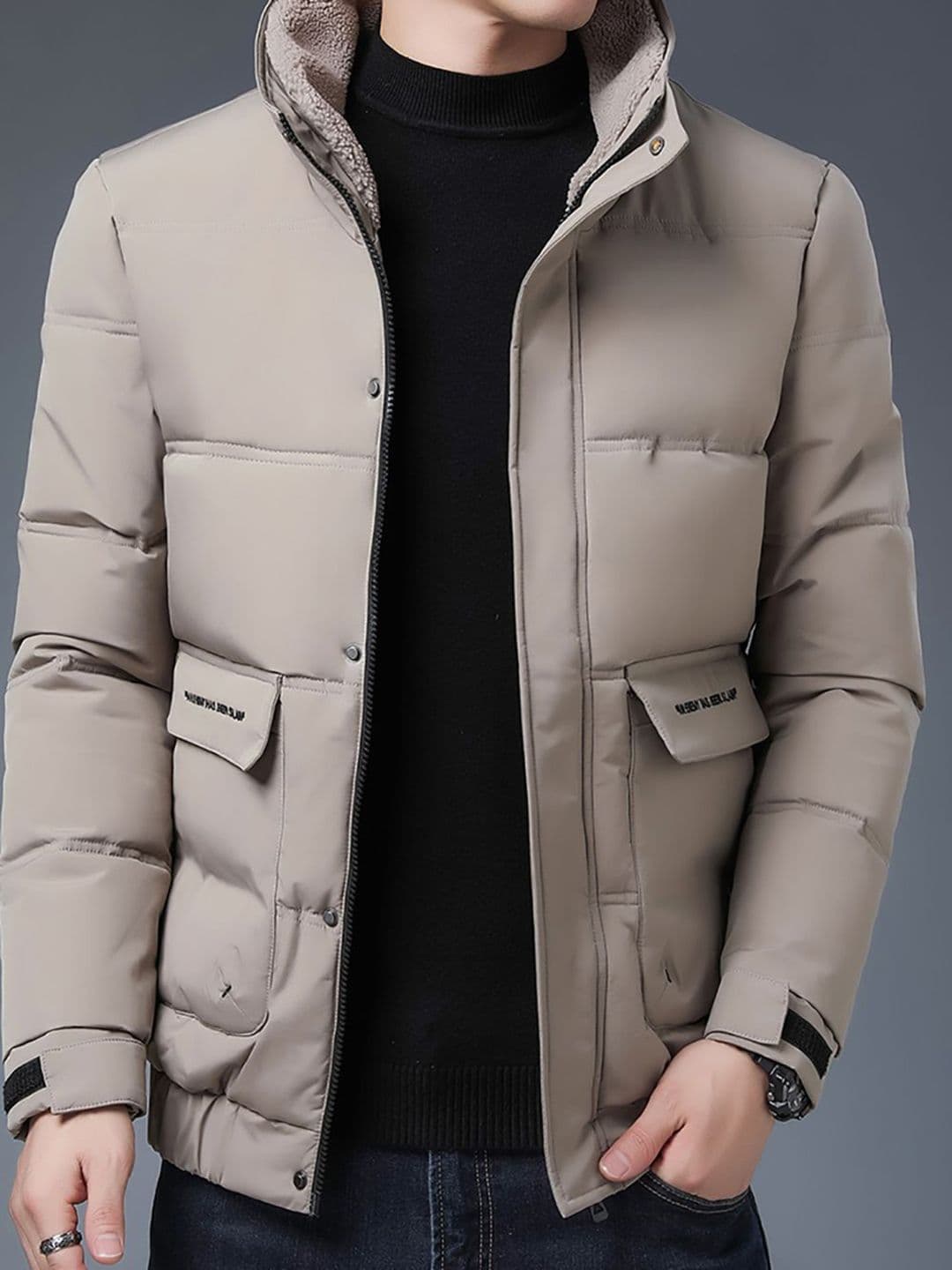 StyleCast x Revolte Men Mock Collar Solid Casual Parka Jacket - view 1