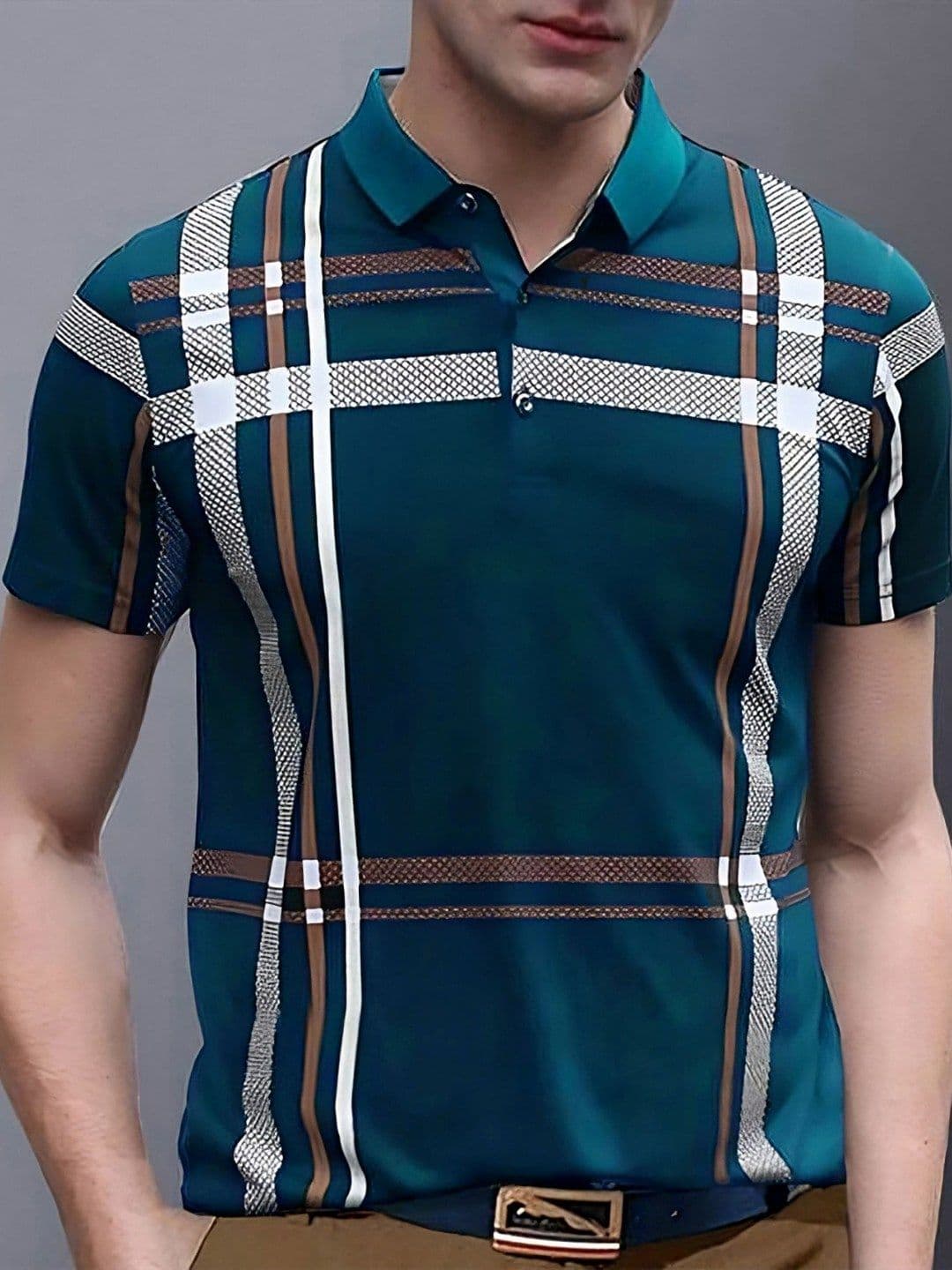 THE BEETEL HOUSE Men Striped Polo Collar Pockets T-shirt - view 1