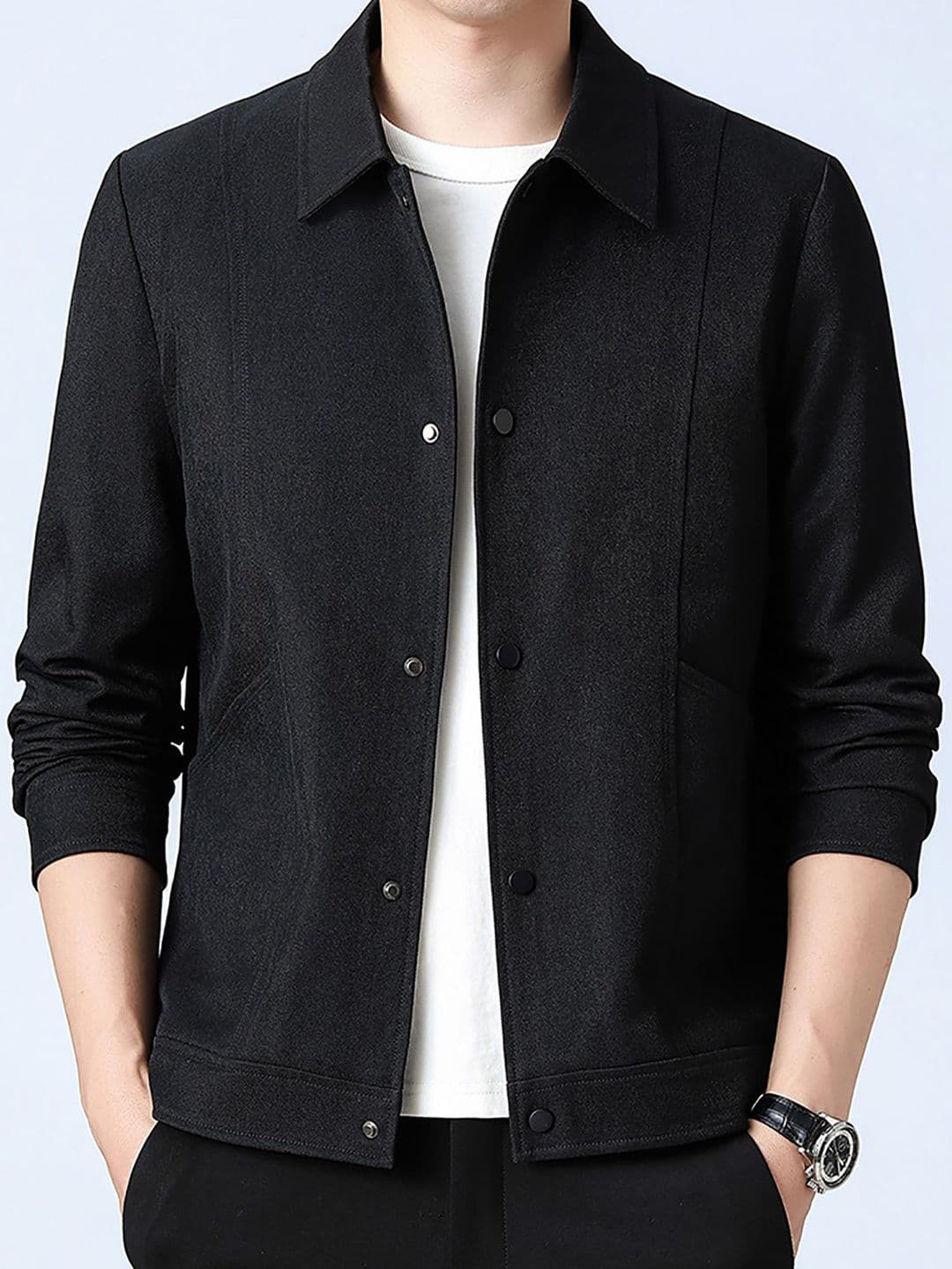 StyleCast x Revolte Men Spread Collar Solid Casual Windcheater Jacket - view 1