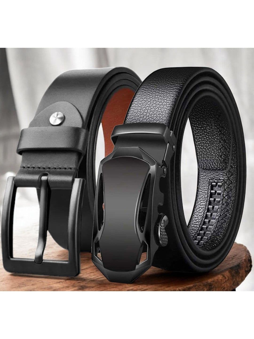 The Roadster Lifestyle Co Men Set Of 2 Textured Leather Belts - view 1