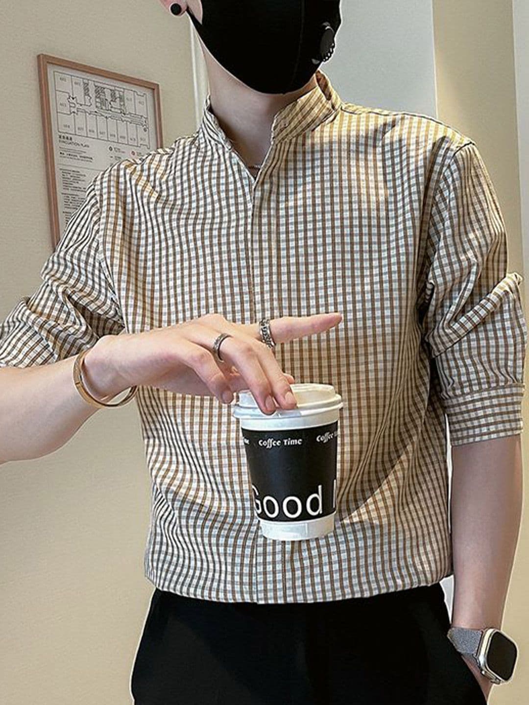 StyleCast Men Brown Gingham Checks Casual Shirt - view 1