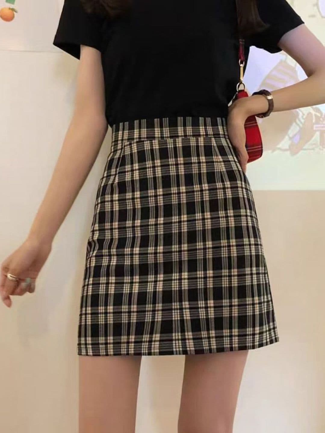 StyleCast x Revolte Checked Mini Straight Skirt - view 1