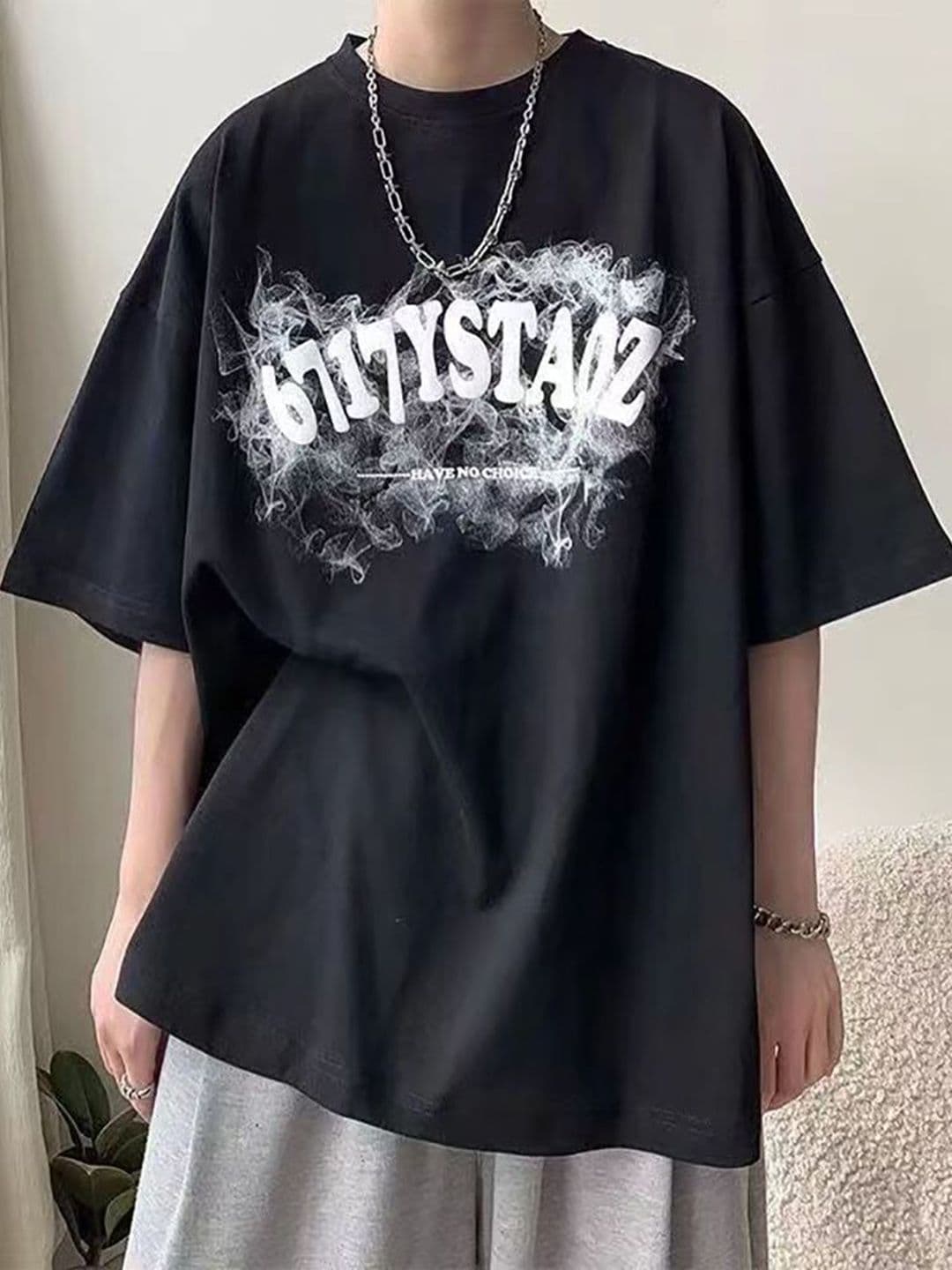 StyleCast x Revolte Men Typography Printed Round Neck Oversized T-shirt - view 1