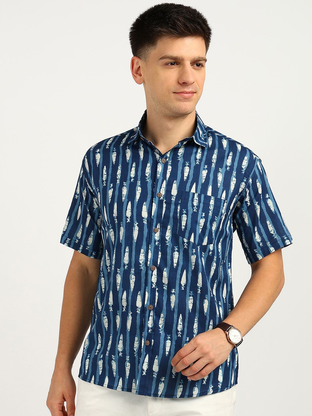 BLOCKS OF INDIA Comfort Abstract Printed Spread Collar Cotton Casual Shirt - view 1